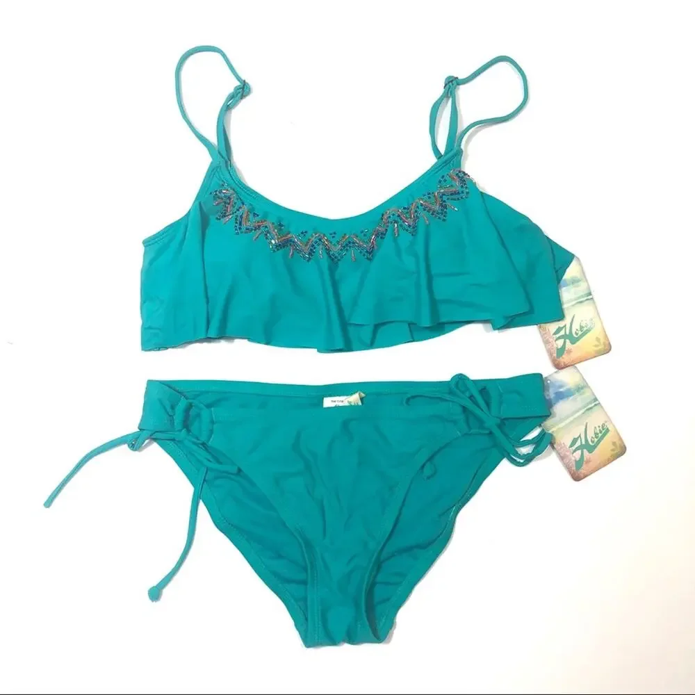 Hobie Embellished blue green teal 2piece swimsuit